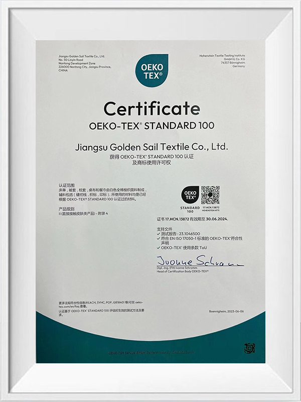 Certificato oeko-tex standard 100
